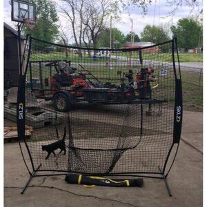 Portable Baseball and Softball Hitting Net with Vault, Black, 7 x 7 feet